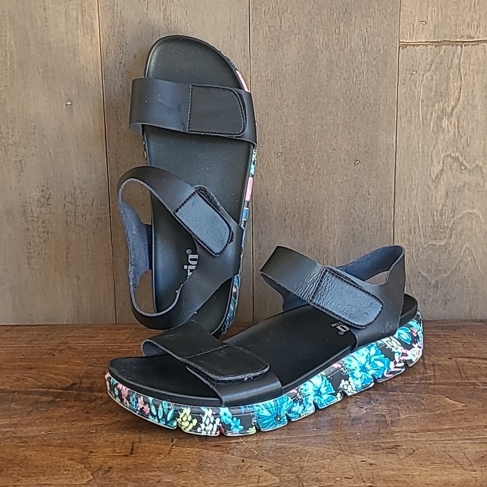 Alegria Playa Oasis Sandal Women's sz 41/9.5US Black/Blue Floral Platform Sandal
